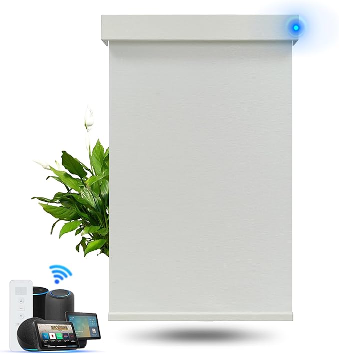 Motorized Blinds with Remote, Blackout Smart Roller Blinds Compatible with Apple Homekit Google Home and Alexa, Automatic Window Blinds Customize, Beige