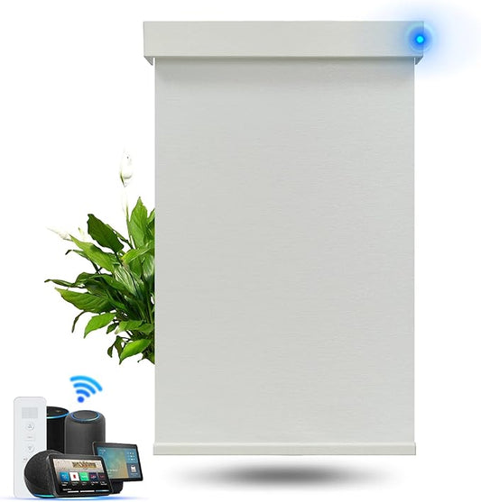 Motorized Blinds with Remote, Blackout Smart Roller Blinds Compatible with Apple Homekit Google Home and Alexa, Automatic Window Blinds Customize, Beige