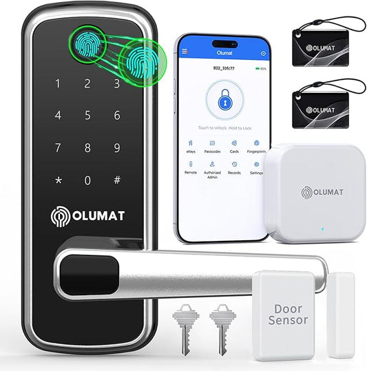 Smart Lock with Door Sensor - Fingerprint, Code, Keyless Entry - Easy Installation, 30-Day Satisfaction Guarantee