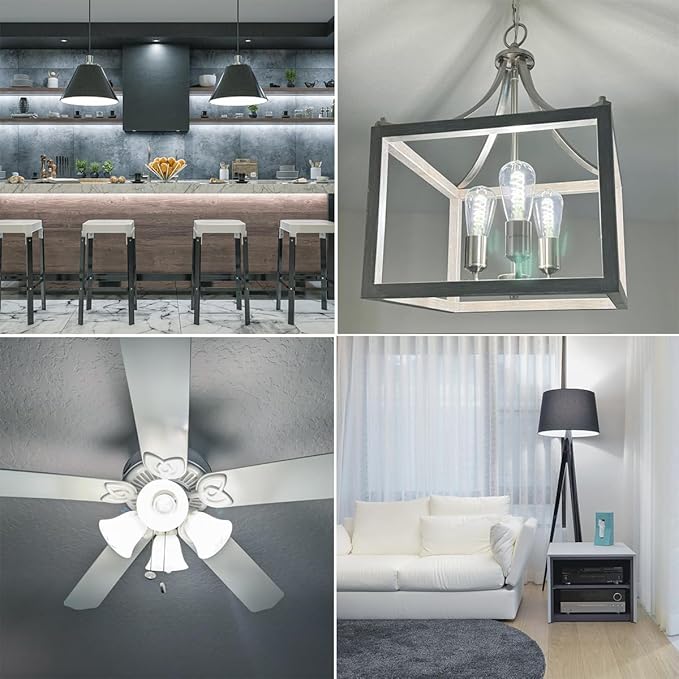 6 PCS ST58 (ST19) LED Edison Bulbs, Dimmable Vintage Antique LED Filament Light Bulbs, 6W Equivalent 60 Watt, Daylight 5000K, 600 Lumens, E26 Base, Clear Plastic