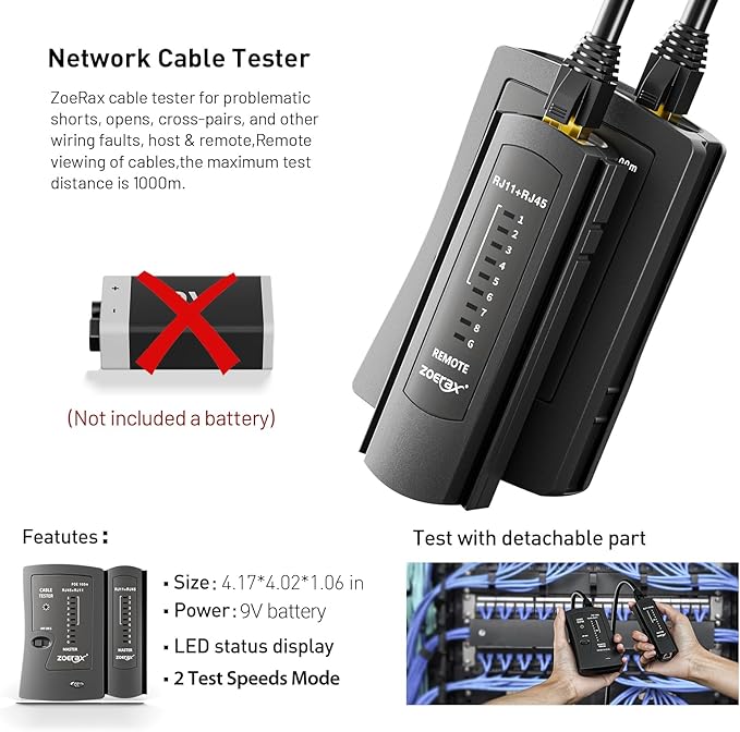 Cat7 RJ45 Crimping Tool, Cat 7 Cat6 Cat5 Pass Through Ethernet Crimping Tool Kit, Network Crimping Tool With Cable Tester, Multiply Stripper, Blades,50Pcs Cat 6 Connectors and Strain Relief Boots