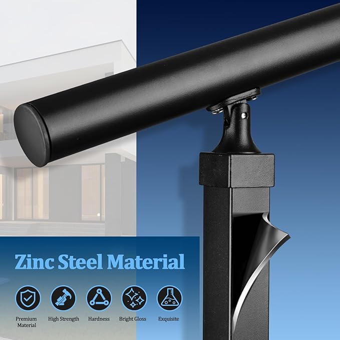 Modern Adjustable Handrails for Stairs and Outdoor Balcony - Ensure Safety and Style, Durable Construction, Weather-Resistant, Ideal for Stair Railing Porch 3 Step