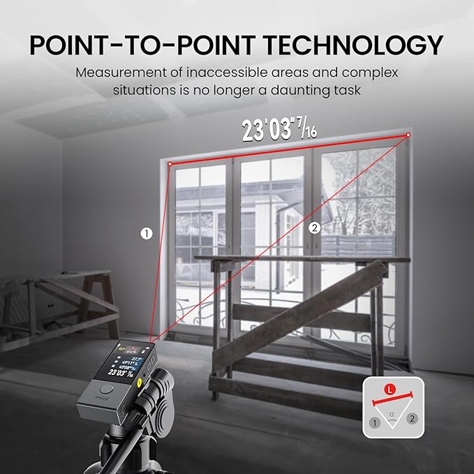 MiLESEEY 330 ft Smart Laser Tape Measure & Digital Ruler D9 PRO– IPS Touchscreen, App‑Sync, Visual Aligning Indicator, P2P, Live Angle Display Professional Measuring Tool