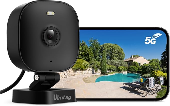 VIMTAG Security Camera Outdoor 2.5K, 2.4G/5G Smart Wi-Fi Cameras for Home Security with Color Night Vision, Motion Activated Spotlight/Siren, IP66,2-Way Audio, Cloud/512G SD Card Storage,Wired, Black