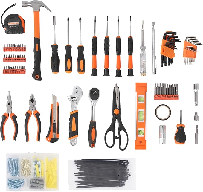 247 Piece Home Repair Tool Kit, General Household Home Repair Tool Set, General Mechanic Hand Tool Set, Household Tool Kit with Plastic Toolbox Storage Case, Perfect for Homeowner, Diyer, Handyman