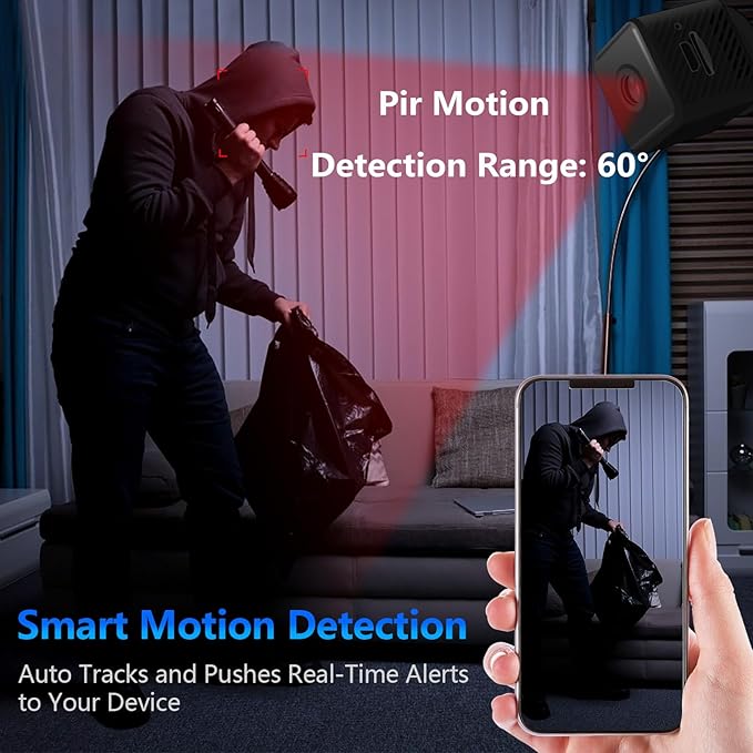 Mini Security Camera, 1080P HD Home Wireless Small Camera, Indoor WiFi Nanny Cam with Motion Detection and Night Vision, 150° Wide View, App Alerts, Cloud & SD Storage, Camer for Kids, Elders, Pet