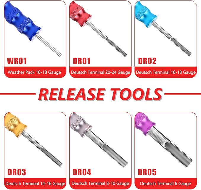 Newdeli 12Pcs Deutsch Crimp Tool Kit Weather Pack Crimpers Close Barrel & Open Barrel Crimper with Deutsch Pin Removal Tool Wire Crimping Connector Tool for DT Solid Contacts Molex Delphi Terminals
