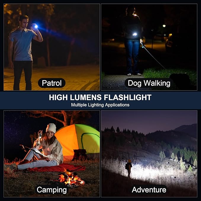 3 Pack Rechargeable Flashlights High Lumens, 99000LM Super Bright LED Flashlight, Adjustable Powerful Flash Light with 5 Modes & USB Cable, Waterproof Handheld Flashlight for Home Camping Outdoor