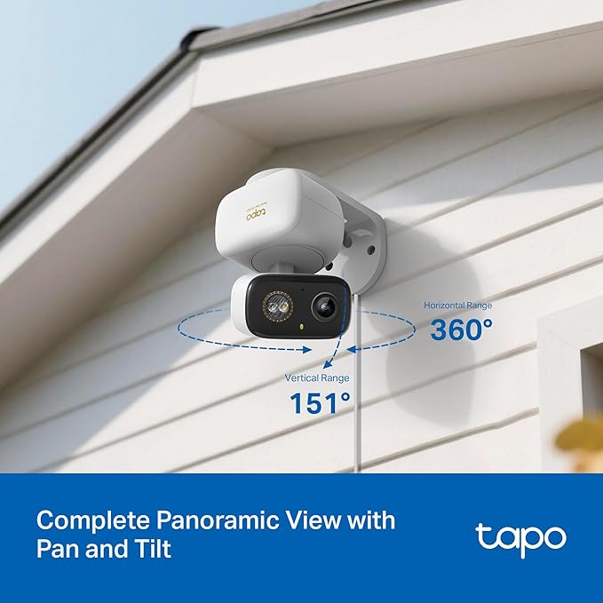 Tapo 3K 5MP Wired Pan/Tilt Indoor/Outdoor Security Camera, Free Person/Vehicle/Baby Cry Detect & 360° Motion Track, Color Night, SD/Cloud, Wrks w/Alexa & Google Home, 2.4 GHz WiFi, HybridCam 360
