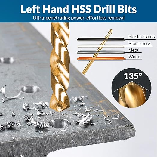 Screw & Bolt Extractor Set and Left Hand Drill Bit Kit,54 PCS Easy Out Stripped Screw Remover with Hex Adapter,Lug Nut Remover for Broken,Damaged,Rusted,Rounded-Off Studs.