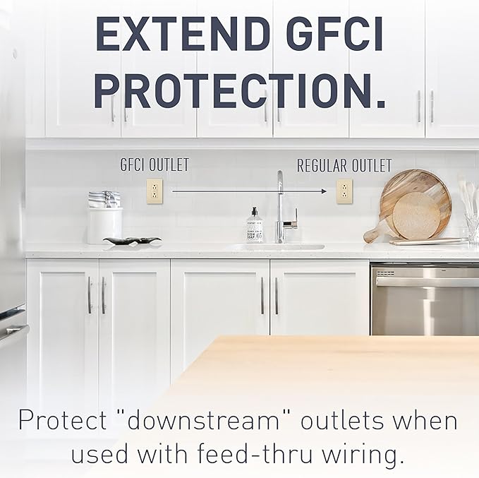 Legrand radiant 1597I3PKCC4 15 Amp GFCI Self Test Decorator Duplex Outlet, Ivory (3 Pack)