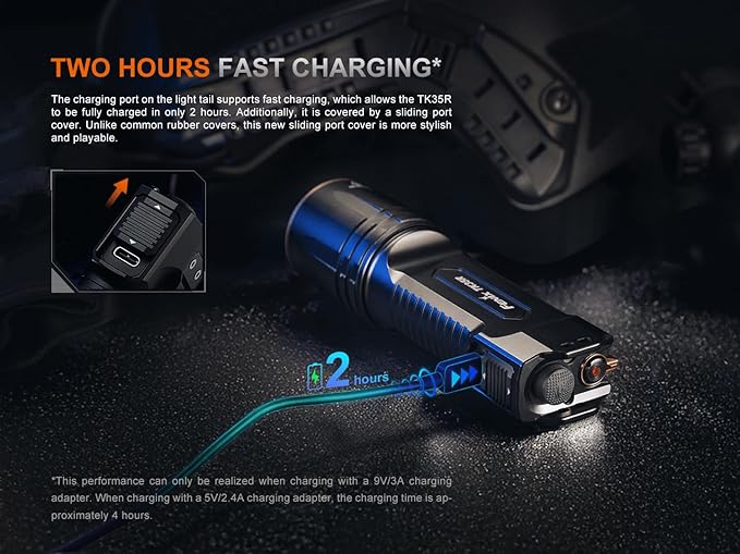 Fenix TK35R 5800 Lumen Tactical Flashlight with UV Light, USB-C Rechargeable High Lumen Long Range with Lumentac Organizer