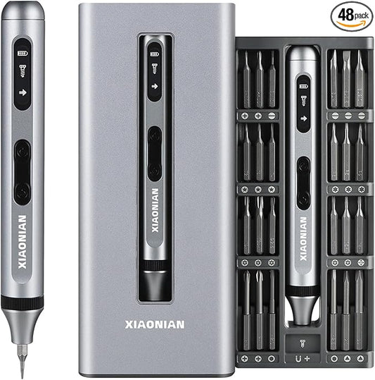 52 in 1 Electric Screwdriver Set,XIAONIAN 3.7V Mini Precision Screwdriver Set with 48 S2 Magnetic Bits,USB-C Charging Cable,LED Light,Small Repair Tool Kit for Phone,Watch,Eyeglasses,PC,Camera,Laptop