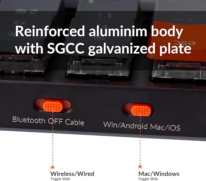 Keychron K3 75% Layout 84-Key Ultra-Slim Hot-Swappable Wireless Bluetooth Mechanical Keyboard with Low-Profile Keychron Optical Brown Switch/White LED Backlight/USB Wired for Mac Windows-Version 2