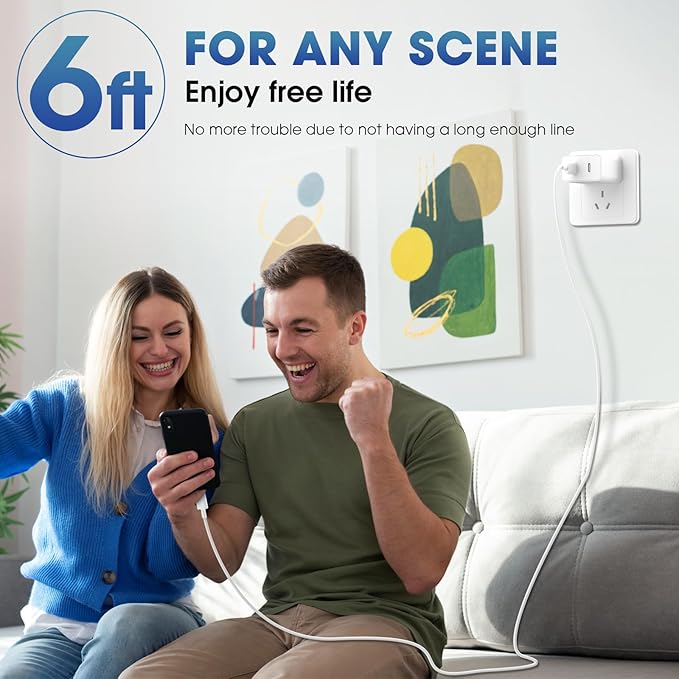 iPhone 17 Pro Max Charger Fast Charging, 40W Dual USB C Fast Charger Block with 6ft Type C Charging Cable Cord for iPhone 17/17 Pro/17 Pro Max/Air/16/16 Pro/16 Pro Max/16 Plus/15/15 Pro Max/14