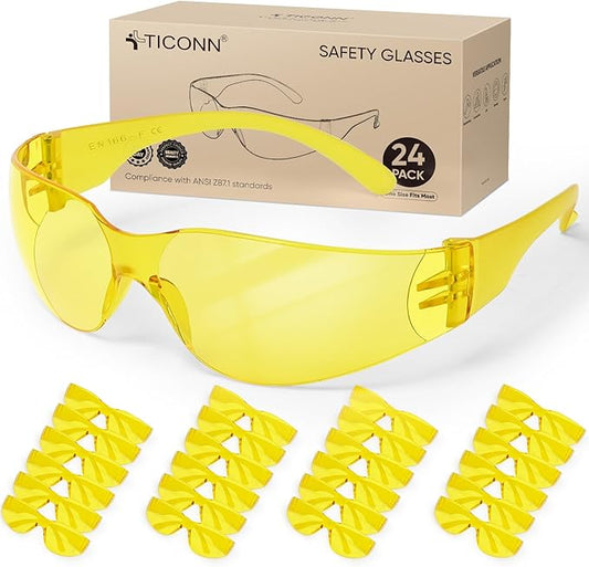TICONN Clear Safety Glasses for Men, Safety Goggles with Scratch Impact Resistant Meets ANSI Z87.1 Standard