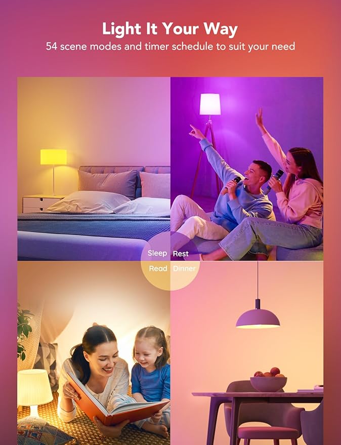Govee Smart Light Bulbs, 1200 Lumens Dimmable BR30 Bulbs, RGBWW Color Changing Light Bulbs, WiFi & Bluetooth LED Bulbs, 16 Million Colors, Music Sync, Compatible with Alexa, Google Assistant, 4 Pack