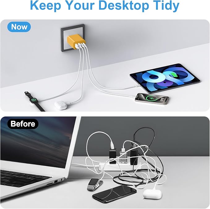 USB C Charger Block,40W USB C Charger Cube,Type C Charging Block,Wall Chargers Dual Port PD+QC Charging Cube for iPhone 16 15 14 13 12 11 Pro Max XS,iPad, Samsung Phone,Tablet(Yellow)