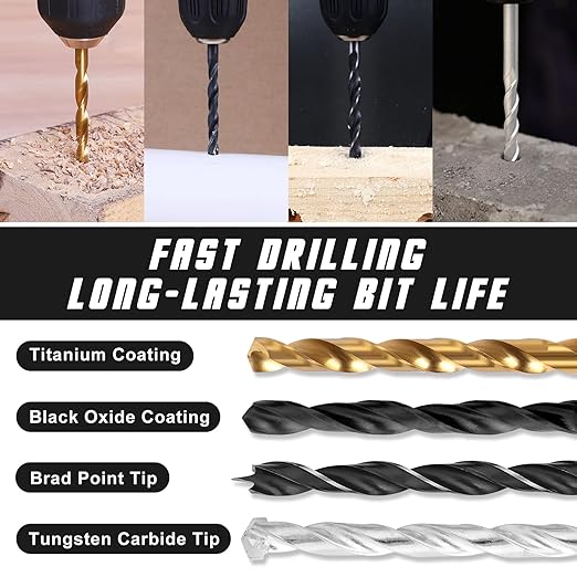 COMOWARE Drill Bit Set, 246 Pcs Screwdriver Bits for Cordless Drill, Screwdriver Drill Bits Set Combo Kit for Wood, Metal Masonry Cement, Orange Case