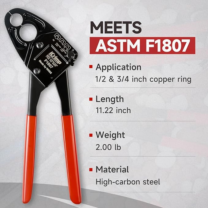 iCrimp Angle Head F1807 PEX Pipe Crimping Tool for Copper Rings - IWS-1234C(1/2&3/4-inch Angle Combo Crimper), Suitable for Tight Spaces