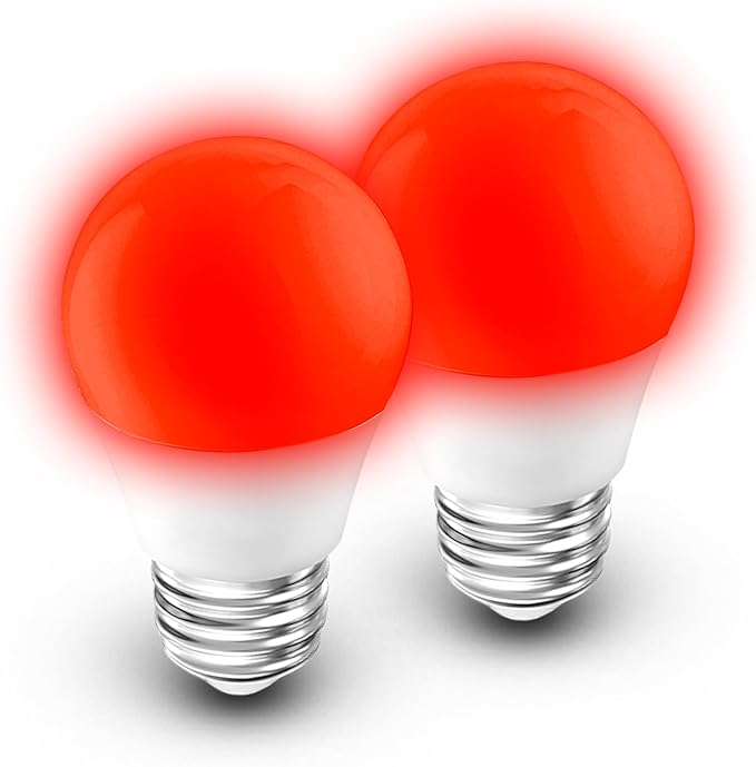 Red Light Bulbs for Sleep, 625nm Red Night Lighting 25w-40w Equivalent, Blue Light Blocking, 3W 300lm, E26 Medium Base for Bedroom Sleep, Mood, Outdoor Porch, Holiday Lighting, Non-Dimmable, 2Pack