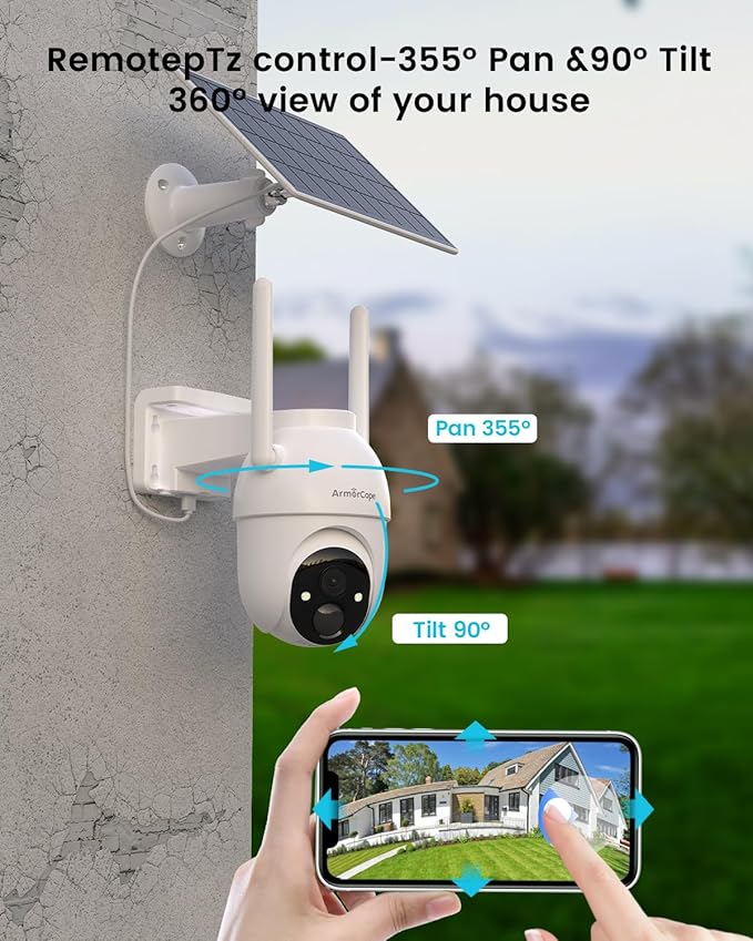Security Cameras Outdoor Wireless,4 Cam-Kit,No Subscription,360° Pan & Tilt Home Security Cameras System,2K Color Night Vision