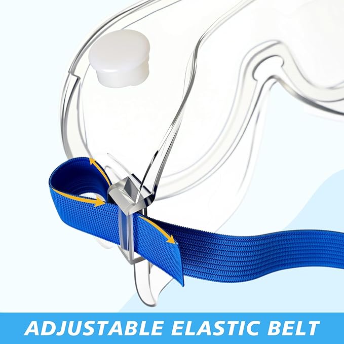 Yunsailing 30 Pack Protective Safety Goggles Clear Lab Over Glasses Anti Fog Eye Protection Goggles for Men Women (Clear Blue)