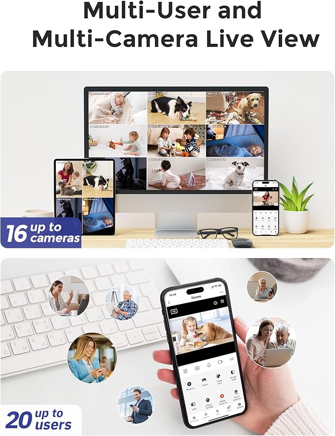 Hugolog 3K 5MP Indoor Pan/Tilt Security Camera with Auto-Focus,Ideal for Baby Monitor/Pet Camera/Home Security,Starlight Color Night Vision,Human/Pet AI,Noise Reduction,US Cloud,Works with Alexa