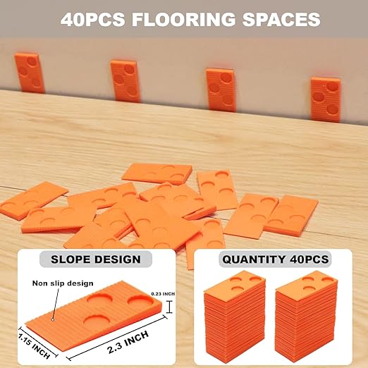 Laminate Wood Flooring Installation Kit, Tapping Block for Vinyl Plank Flooring, Heavy Duty Pull Bar, 40Pcs Floor Spacers, Rubber Mallet. Vinyl Floor Installation Kit