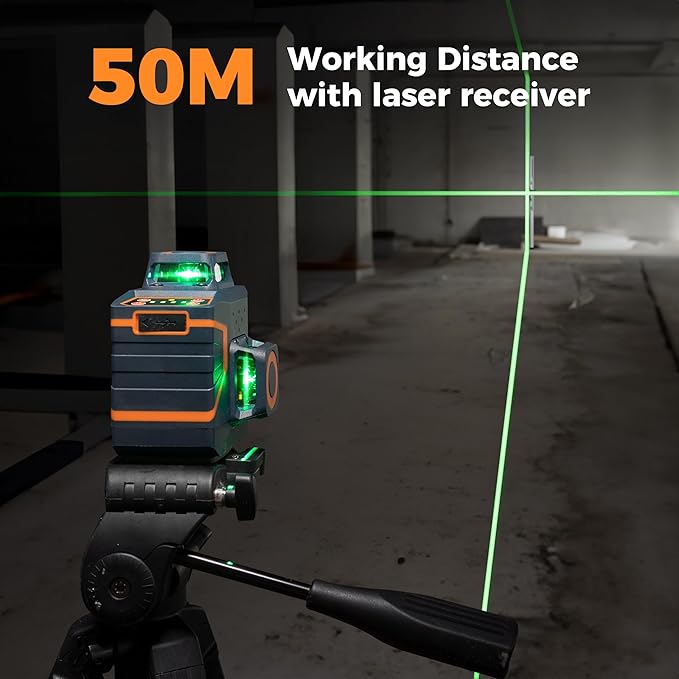 CIGMAN Laser Level 360 Self leveling, Rechargeable 3X360° Laser Level for Picture Hanging, Construction Laser, Remote Control & Magnetic Bracket,100FT Working Distance