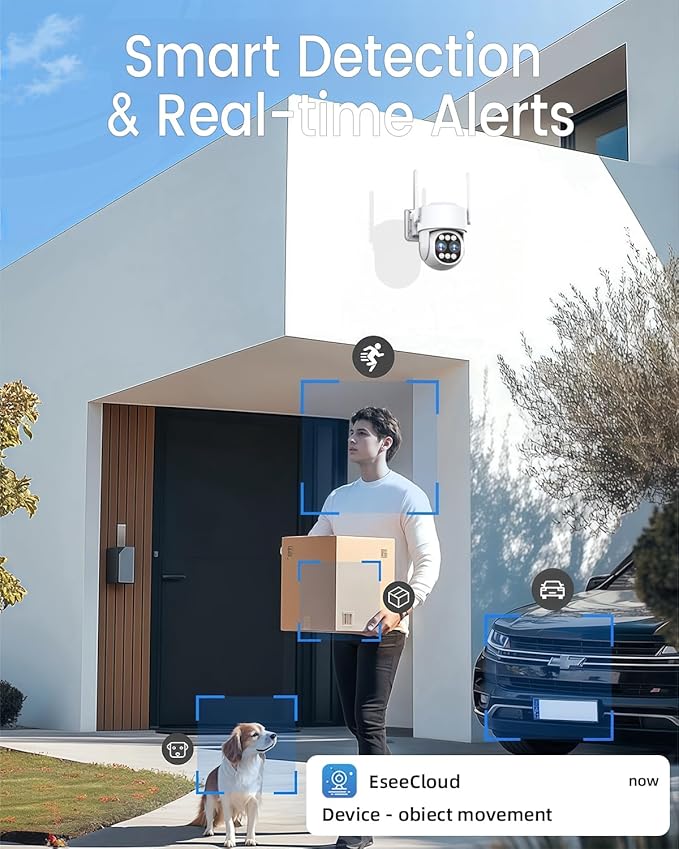 4K Security Camera System Outdoor Wireless, Dual Lens 8MP 4 Cameras 10X Hybrid Zoom Auto Tracking, Indoor Home Video Surveillance CCTV 10 CH with 1TB, 100ft Color Night Vision Weatherproof