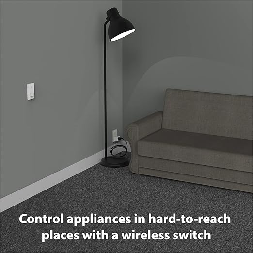 Fosmon Wireless Remote Control Electrical Outlet Switch (2 Pack) - ETL Listed, (15A, 125V 1875W) Remote Light Switch Outlet Plug with Braille (On/Off) Mark for Lamp, Lights, Fans, Expandable