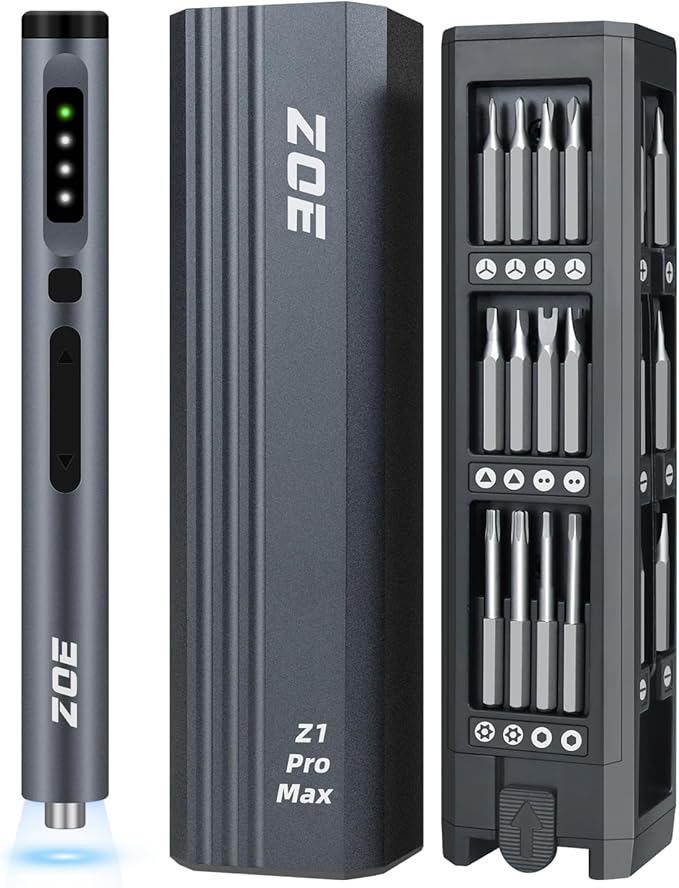 ZOE Electric Screwdriver, Mini Precision Screwdriver Set Cordless Screw driver Kit Small Power Magnetic Storage Bits, Settings Repair Tool Kit for Electronics Laptop Phone Camera Glasses Watch