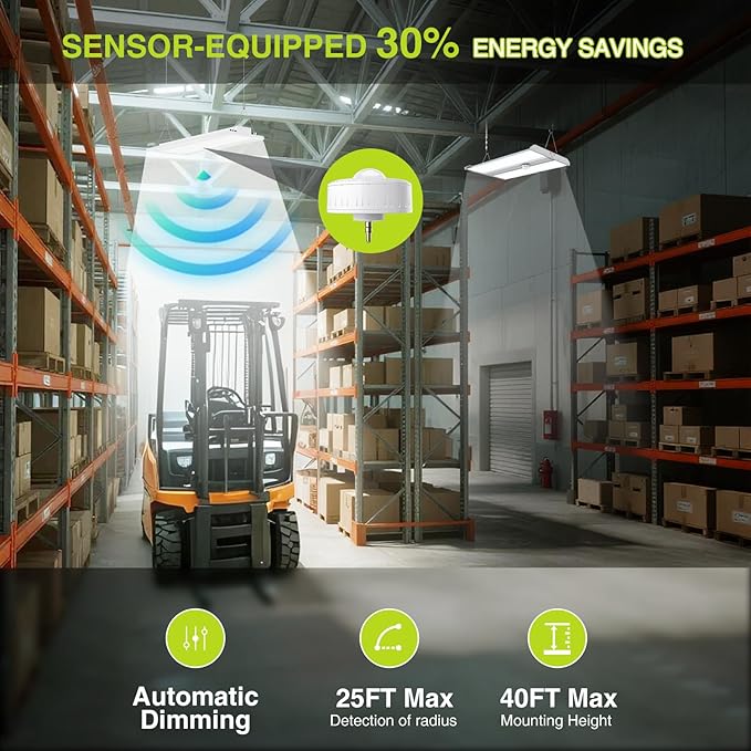 LED Linear High Bay Light, Adjustable 400W/320W/240W/100W With Motion Sensor, 60000LM, 100-277V, 0-10V, 5000K, Commercial Linear High Bay Led Shop Lights for Warehouse Industrial Workshops, 2 Pack, UL