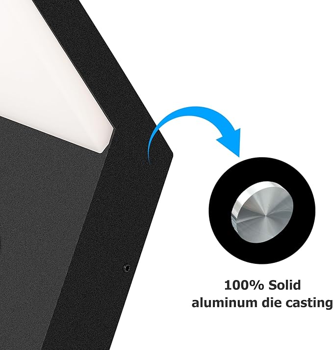 Outdoor Wall Light Motion Sensor Porch LED Exterior Lights Fixture Sconce Black Modern Aluminum Lamps Front Door Lantern for Patio Garden Garage Fence Yard