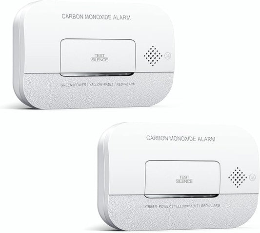 Ecoey Carbon Monoxide Detectors, 10-Year CO Detector with Human Alarm Sounds and Test Button, Carbon Monoxide Alarm Replaceable Battery-Operated for House and Bedroom, FJ127, 2 Packs