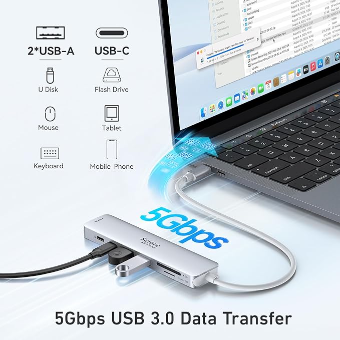 USB C Hub HDMI Adapter for MacBook Pro/Air, 7 in 1 USBC Dongle with HDMI, SD/TF Card Reader, USB C Data Port,100W PD, and 2 USB 3.0 Compatible for MacBook Pro/Air, Dell XPS, Lenovo Thinkpad.