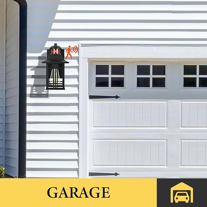 Motion Sensor Porch Light with Outlet, Outdoor Wall Lights Exterior Dawn to Dusk Outdoor Light Fixture with Outlet for House Patio Garage