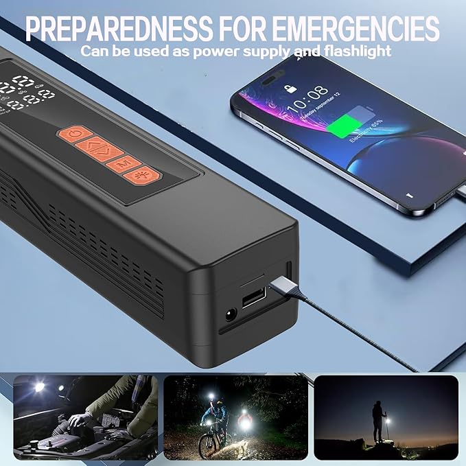 Tire Inflator Portable Air Compressor, 5X Faster 150 PSI Portable Tire Inflator for Car, Built-in Magnetic Storage, Auto Shut-Off Cordless Air Pump, LED Light for Cars, Motor, Bikes