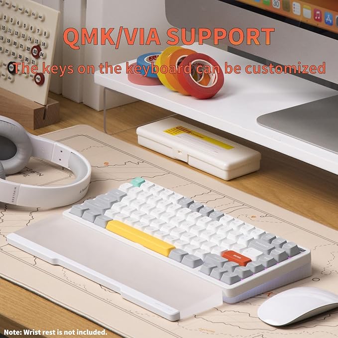 nuphy Halo75 V2 Mechancial Gaming Kyeboard,75% Wireless Hot Swappable Bluetooth Keyboard,83 Kyes RGB Backlit Keyboard,Support Bluetooth/2.4GHz/USB-C (White, Mint (37gf))