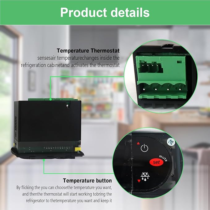 PJEZS0H100 Digit Temperature Controller Thermostat with Temperature Sensor Probes 115V Compatible with Carel and All Refrigerator Types Black