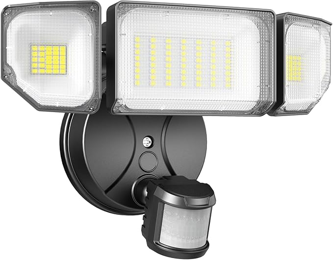 60W Motion Sensor Outdoor Lights, 6000lm Dusk to Dawn Flood Lights Outdoor Motion Sensor, IP65 Waterproof LED Security Lights Motion Outdoor, 6500K Motion Detector Lights for Outside, Yard (Black)