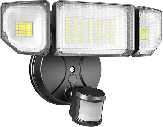 60W Motion Sensor Outdoor Lights, 6000lm Dusk to Dawn Flood Lights Outdoor Motion Sensor, IP65 Waterproof LED Security Lights Motion Outdoor, 6500K Motion Detector Lights for Outside, Yard (Black)