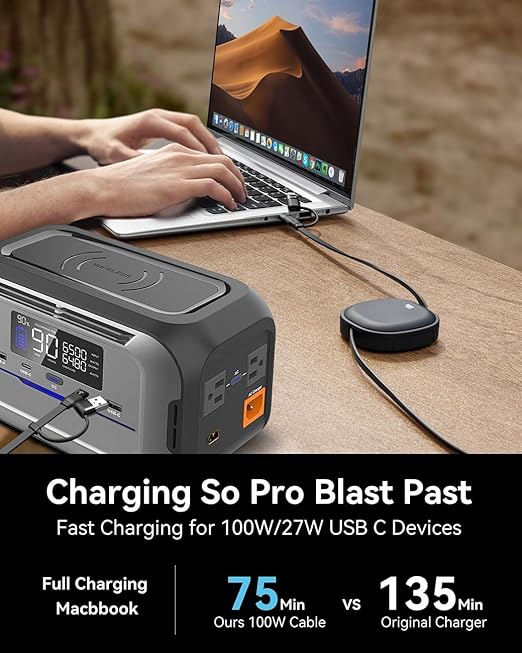 5 in1 Retractable USB Type C Cable 100W, 2Pack Multi Charging Cable 5A Fast Charging Cord USBC Cable with USB A+C to L/C Travel Essentials Charger for iPhone Series,Samsung Galaxy,MacBook,iPad(3.86ft)