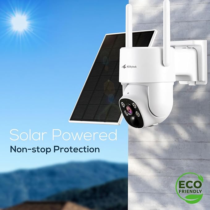 Kittyhok 2K ColorPura Solar Security Camera System, Wireless Outdoor, 6pcs PT Security Cameras, Pro Color Night Vision, Human Detection, 360 View, 1TB HDD, KBLR4084 Bundle with BLY4