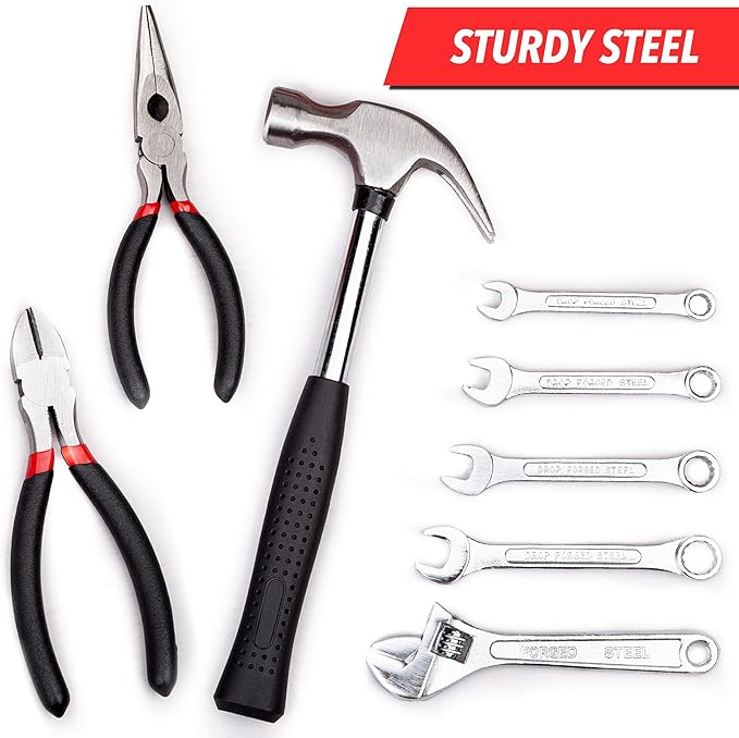 CARTMAN 136 Piece Tool Set General Household Hand Tool Kit with Plastic Toolbox Storage Case