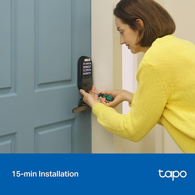 Tapo Smart Wi-Fi Deadbolt Door Lock – Keyless Tactile Buttons, Customized Access with in-App Monitoring, Auto-Lock, IP54 Weatherproof, BHMA Grade 3, Compatible with Standard Door Sizes, Tapo DL100