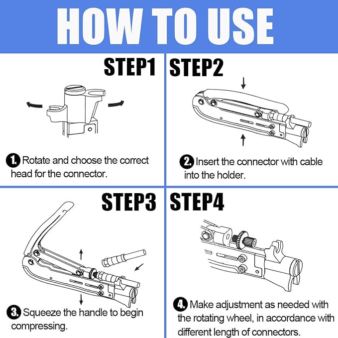 Coax Cable Crimper Kit Coaxial Compression Tool F RG6 RG59 RG11 75-5 75-7 Fitting Wire Coax Stripper 20PCS F Male And 10pcs Female Connectors