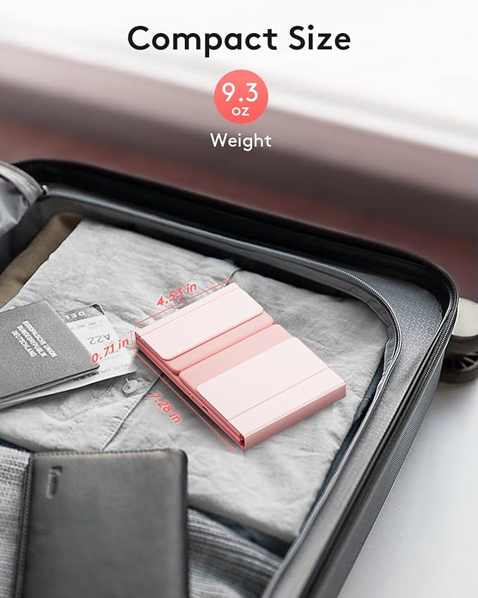 Samsers Foldable Bluetooth Keyboard with Touchpad, Full-Size Wireless Portable Travel Folding Keyboard for iOS Android Windows Mac OS, Support 3 Devices (BT5.1 x 3), Pink