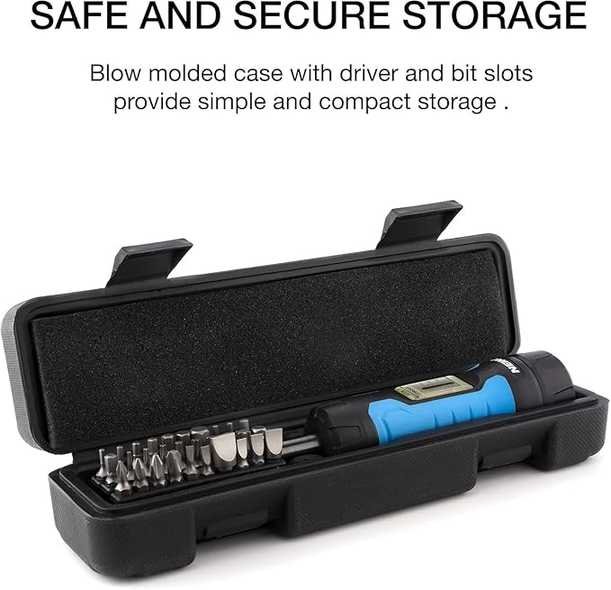 Neiko 10574A 1/4” Drive Torque Wrench Screwdriver Set | 30 Pieces of S2 Steel Philips, Hex, Slotted, and Torx Bits | 10 to 60 Inch-Pounds Torque Adjustment Range | Firearms Accurizing and Gunsmithing